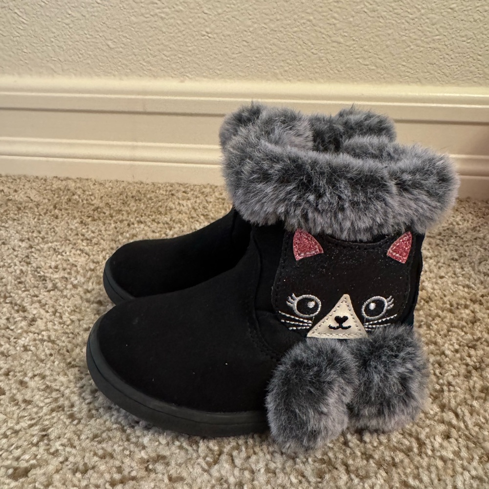 Toddler Black Cat Fur Boots